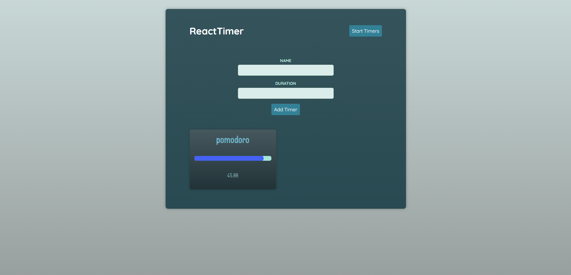 projet typescript react timers